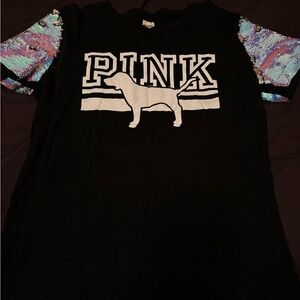 PINK Victoria's Secret Black Logo Tee